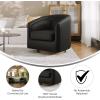 Flash Furniture Dean Upholstered Barrel Chair, Commercial 360° Swivel Club Style Chair, Sloped Armrests, Brushed Metallic Vinyl Wrapped Metal Base, Black LeatherSoft(Black Leathersoft)