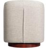 Flash Furniture Dean Upholstered Barrel Chair, Commercial 360° Swivel Club Style Chair, Sloped Armrests, Brushed Metallic Vinyl Wrapped Metal Base, Black LeatherSoft(Cream)