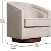 Flash Furniture Dean Upholstered Barrel Chair, Commercial 360° Swivel Club Style Chair, Sloped Armrests, Brushed Metallic Vinyl Wrapped Metal Base, Black LeatherSoft(Cream)
