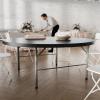 Flash Furniture Kathryn 5.89-Foot Round Bi-Fold Granite Black Plastic Banquet and Event Folding Table with Carrying Handle(Granite Black)