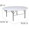 Flash Furniture Kathryn 5.89-Foot Round Bi-Fold Granite Black Plastic Banquet and Event Folding Table with Carrying Handle(Granite White)