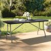 Flash Furniture Kathryn Commercial Grade 6-Foot Bi-Fold Granite Black Plastic Folding Table(Black)