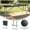 Flash Furniture Kathryn Commercial Grade 6-Foot Bi-Fold Granite Black Plastic Folding Table(Black)