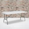 Flash Furniture Kathryn Commercial Grade 6-Foot Bi-Fold Granite Black Plastic Folding Table(Granite White)