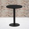 Flash Furniture Stiles 36” Round Natural Laminate Table Top with 24” Round Bar Height Table Base(Black)