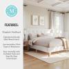 Martha Stewart Carmy Platform Bed with Tufted Headboard, Cushioned Side Rails, Faux Linen Upholstery, Wood Slat Foundation, No Box Spring Needed, King, White(King)