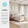 Martha Stewart Maisie Platform Bed with Wingback Headboard and Cushioned Side Rails, Faux Linen Upholstery, Wood Slat Foundation, No Box Spring Needed, King, Beige(Beige)