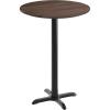 Flash Furniture Acadia 24″ Round Indoor White Faux Marble Tabletop with 22″ x 22″ Black Bar Height X Base, Seamless TopGuard HPL Top and Edge(Dark Brown/Black Base)