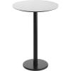 Flash Furniture Acadia 31.25″ Round Indoor Dark Brown Tabletop with 18″ Round Black Bar Height Base, Seamless TopGuard HPL Top and Edge(White Faux Marble/Black Base)