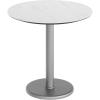 Flash Furniture Acadia 31.25″ Round Indoor Outdoor White Faux Marble Tabletop with 18″ Round Silver Base, Scratch, Heat & UV Resistant, Seamless TopGuard Top and Edge(White Faux Marble/Silver Base)