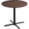 Flash Furniture Acadia 36″ Round Indoor Gray Faux Concrete Tabletop with 30″ x 30″ Black Table Height X Base, Seamless TopGuard HPL Top and Edge(Dark Brown/Black Base)