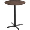 Flash Furniture Acadia 36″ Round Indoor White Faux Marble Tabletop with 30″ x 30″ Black Bar Height X Base, Seamless TopGuard HPL Top and Edge(Dark Brown/Black Base)