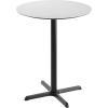 Flash Furniture Acadia 36″ Round Indoor White Faux Marble Tabletop with 30″ x 30″ Black Bar Height X Base, Seamless TopGuard HPL Top and Edge(White Faux Marble/Black Base)