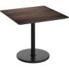 Flash Furniture Acadia 36″ Square Indoor Dark Brown Tabletop with 24″ Round Black Table Height Base, Seamless TopGuard HPL Top and Edge(Dark Brown/Black Base)