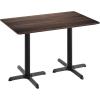 Flash Furniture Acadia 48″ x 30″ Indoor Dark Brown Tabletop with Dual 22″ x 30″ Black Table Height Crisscross Bases, Seamless TopGuard HPL Top and Edge(Dark Brown/Black Base)