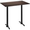 Flash Furniture Acadia 48″ x 30″ Indoor Dark Brown Tabletop with Dual 5″ x 22″ Black Bar Height T-Bases, Seamless TopGuard HPL Top and Edge(Dark Brown/Black Base)