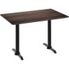 Flash Furniture Acadia 48″ x 30″ Indoor Dark Brown Tabletop with Dual 5″ x 22″ Black Table Height T-Bases, Seamless TopGuard HPL Top and Edge(Dark Brown/Black Base)