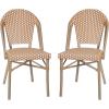 Flash Furniture All-Weather Commercial Paris Chair – Bamboo Print Aluminum Frame-Natural/White