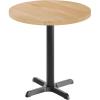 Flash Furniture Bennett 30″ Round Solid Wood Commercial Indoor Tabletop in Dark Brown with 22″ x 22″ Dining Height Black Cast Iron X Base, 300 lb. Static Capacity(Natural Top/Black Base)