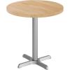 Flash Furniture Bennett 30″ Round Solid Wood Commercial Indoor Tabletop in Dark Brown with 22″ x 22″ Dining Height Black Cast Iron X Base, 300 lb. Static Capacity(Natural Top/Silver Base)