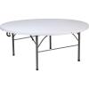 Flash Furniture Kathryn 5.89-Foot Round Bi-Fold Granite Black Plastic Banquet and Event Folding Table with Carrying Handle(Granite White)