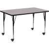 Flash Furniture Mobile 30”W x 72”L Rectangular Oak Thermal Laminate Activity Table – Standard Height Adjustable Legs(Grey)