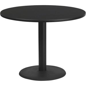 Flash Furniture 42” Round Black Laminate Table Top with 24” Round Table Height Base(Black)