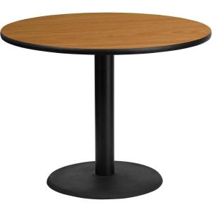 Flash Furniture 42” Round Black Laminate Table Top with 24” Round Table Height Base(Natural)