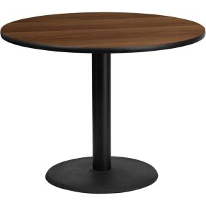 Flash Furniture 42” Round Black Laminate Table Top with 24” Round Table Height Base(Walnut)