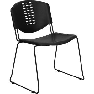 Flash Furniture 5 Pack HERCULES Series 400 lb. Capacity Black Plastic Stack Chair with Black Frame(Set of 1)