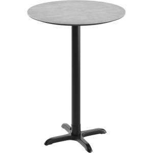 Flash Furniture Acadia 24″ Round Indoor White Faux Marble Tabletop with 22″ x 22″ Black Bar Height X Base, Seamless TopGuard HPL Top and Edge(Gray Faux Concrete/Black Base)