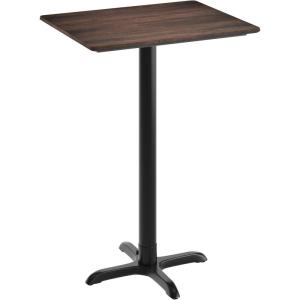 Flash Furniture Acadia 30″ x 24″ Indoor Dark Brown Tabletop with 22″ x 22″ Black Bar Height X Base, Seamless TopGuard HPL Top and Edge(Dark Brown/Black Base)