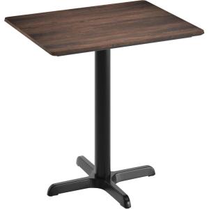 Flash Furniture Acadia 30″ x 24″ Indoor Dark Brown Tabletop with 22″ x 22″ Black Table Height X Base, Seamless TopGuard HPL Top and Edge(Dark Brown/Black Base)