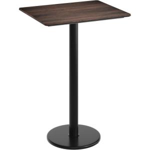 Flash Furniture Acadia 30″ x 24″ Indoor Gray Faux Concrete Tabletop with 18″ Round Black Bar Height Base, Seamless TopGuard HPL Top and Edge(Dark Brown/Black Base)