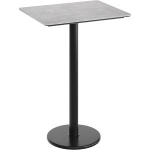 Flash Furniture Acadia 30″ x 24″ Indoor Gray Faux Concrete Tabletop with 18″ Round Black Bar Height Base, Seamless TopGuard HPL Top and Edge(Gray Faux Concrete/Black Base)