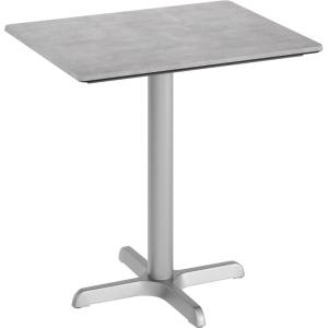 Flash Furniture Acadia 30×24 Round Indoor Outdoor Dark Brown Tabletop with 22″ x 22″ Silver X Base, Scratch, Heat & UV Resistant, Seamless TopGuard HPL Top and Edge(Gray Faux Concrete/Silver Base)