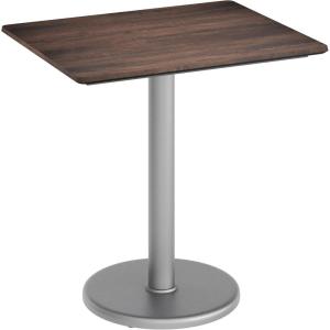 Flash Furniture Acadia 30×24 Round Indoor Outdoor Gray Faux Concrete Tabletop with 18″ Round Silver Base, Scratch, Heat & UV Resistant, Seamless TopGuard Top and Edge(Dark Brown/Silver Base)