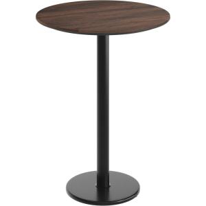 Flash Furniture Acadia 31.25″ Round Indoor Dark Brown Tabletop with 18″ Round Black Bar Height Base, Seamless TopGuard HPL Top and Edge(Dark Brown/Black Base)