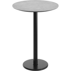 Flash Furniture Acadia 31.25″ Round Indoor Dark Brown Tabletop with 18″ Round Black Bar Height Base, Seamless TopGuard HPL Top and Edge(Gray Faux Concrete/Black Base)