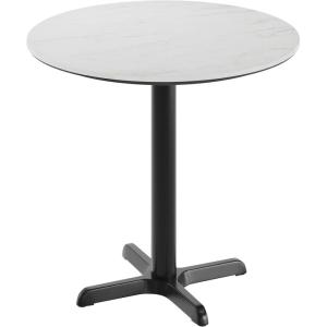 Flash Furniture Acadia 31.25″ Round Indoor Dark Brown Tabletop with 22″ x 22″ Black Table Height X Base, Seamless TopGuard HPL Top and Edge(White Faux Marble/Black Base)