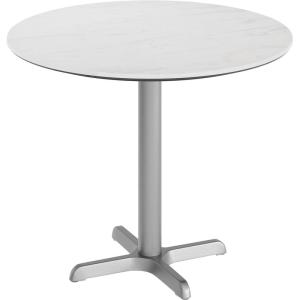Flash Furniture Acadia 31.25″ Round Indoor Outdoor Gray Faux Concrete Tabletop, 22″ x 22″ Silver X Base, Scratch, Heat & UV Resistant, Seamless TopGuard Top and Edge(White Faux Marble/Silver Base)