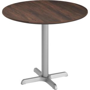 Flash Furniture Acadia 31.25″ Round Indoor Outdoor Gray Faux Concrete Tabletop, 22″ x 22″ Silver X Base, Scratch, Heat & UV Resistant, Seamless TopGuard Top and Edge(Dark Brown/Silver Base)
