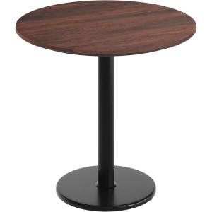 Flash Furniture Acadia 31.25″ Round Indoor White Faux Marble Tabletop with 18″ Round Black Table Height Base, Seamless TopGuard HPL Top and Edge(Dark Brown/Black Base)