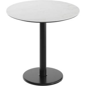 Flash Furniture Acadia 31.25″ Round Indoor White Faux Marble Tabletop with 18″ Round Black Table Height Base, Seamless TopGuard HPL Top and Edge(White Faux Marble/Black Base)