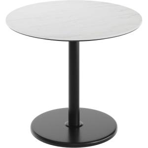 Flash Furniture Acadia 36″ Round Indoor Gray Faux Concrete Tabletop with 24″ Round Black Table Height Base, Seamless TopGuard HPL Top and Edge(White Faux Marble/Black Base)