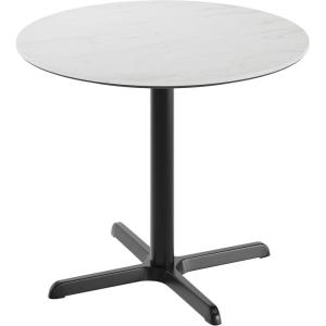 Flash Furniture Acadia 36″ Round Indoor Gray Faux Concrete Tabletop with 30″ x 30″ Black Table Height X Base, Seamless TopGuard HPL Top and Edge(White Faux Marble/Black Base)