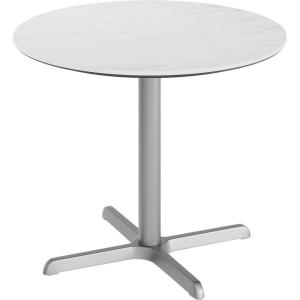 Flash Furniture Acadia 36″ Round Indoor Outdoor Dark Brown Tabletop with 30″ x 30″ Silver X Base, Scratch, Heat & UV Resistant, Seamless TopGuard HPL Top and Edge(White Faux Marble/Silver Base)
