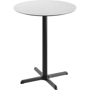 Flash Furniture Acadia 36″ Round Indoor White Faux Marble Tabletop with 30″ x 30″ Black Bar Height X Base, Seamless TopGuard HPL Top and Edge(White Faux Marble/Black Base)