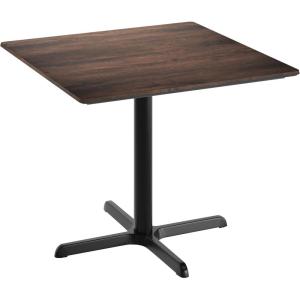 Flash Furniture Acadia 36″ Square Indoor Outdoor Dark Brown Tabletop with 30″ x 30″ Silver X Base, Scratch, Heat & UV Resistant, Seamless TopGuard HPL Top and Edge(Dark Brown/Black Base)
