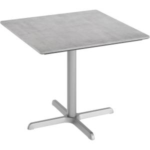 Flash Furniture Acadia 36″ Square Indoor Outdoor Dark Brown Tabletop with 30″ x 30″ Silver X Base, Scratch, Heat & UV Resistant, Seamless TopGuard HPL Top and Edge(Gray Faux Concrete/Silver Base)